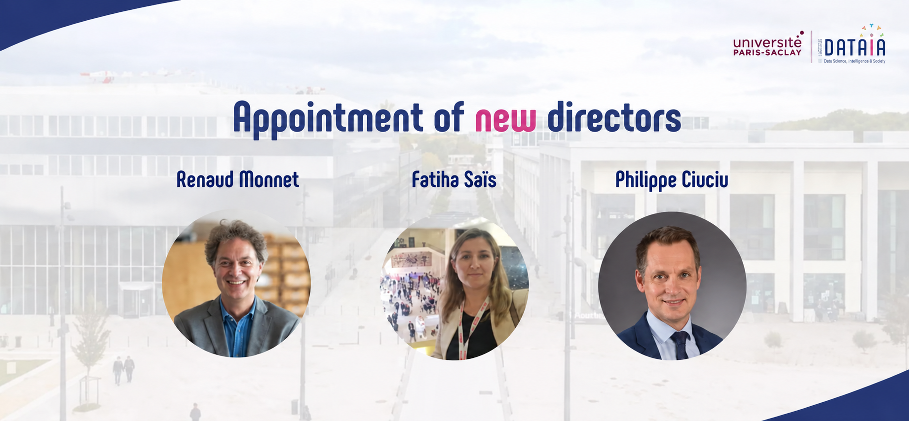 L’Institut DataIA Paris-Saclay accueille trois nouveaux directeurs et directrices adjoints